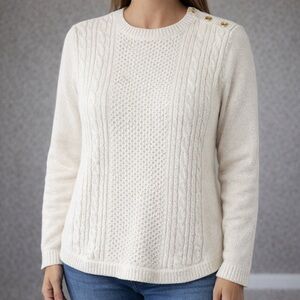 NEW Charter Club Cream Button-Detail Sweater size XL